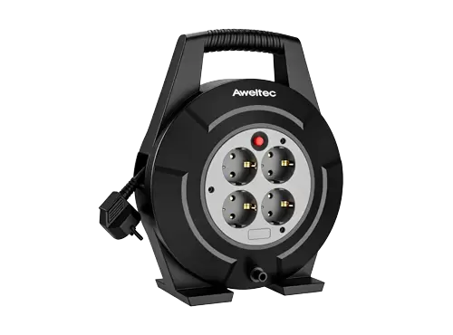 Aweltec Кабельная катушка с 4 розетками, 10 м/15 м, Катушка для удлинителя Schuko с термовыключателем, немецкий стандарт, H05VV-F 3G1.5, 3200 Вт