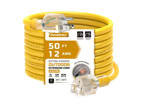 Удлинитель для наружного применения Aweltec 50 FT, 12 AWG, розетка со светодиодной подсветкой, 1875 Вт, внесен в список UL